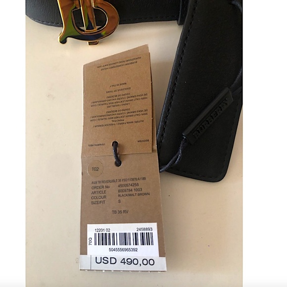 Burberry Black/Brown with Tag S Logo Buckle Reversible Leather Belt main image 7